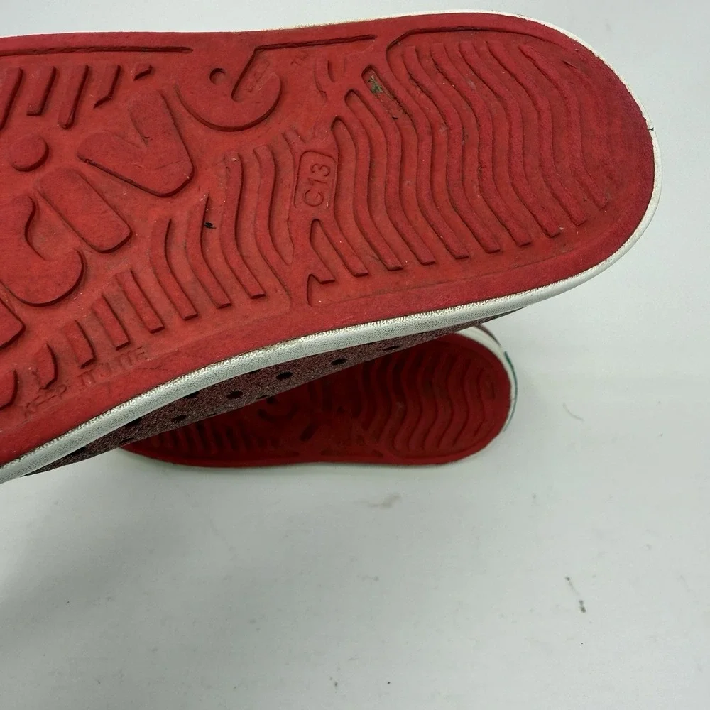 NATIVE Girl's Juniper Bling Perforated Mary Jane Red Bling Water Shoes Size C13